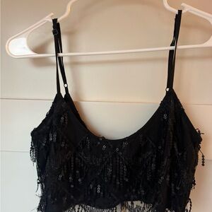 Showpo Black Sequin Fringe Cami